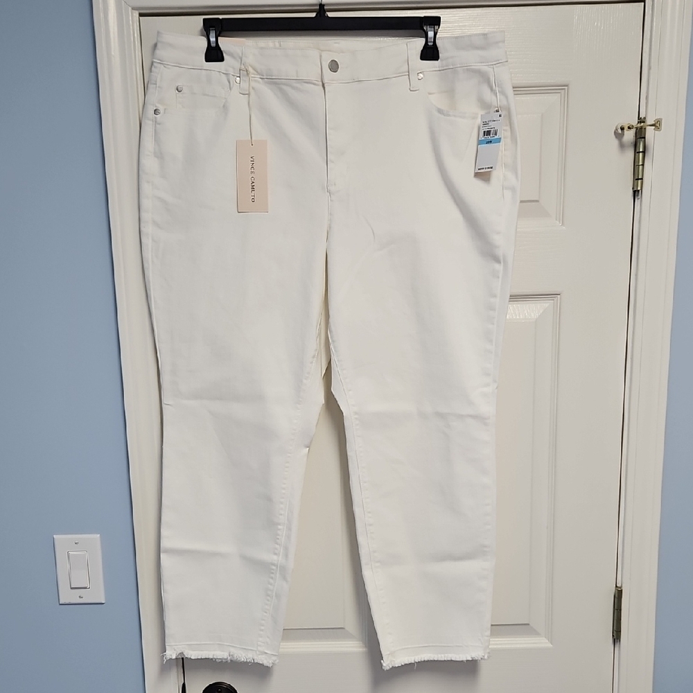 Vince Camuto Raw Edge‎ Hem Ankle Jeans: Ultra White: Size- 20W